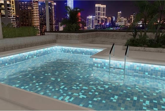 Klassischer Stil Quadrat Glas Porzellan Glow In The Dark Fliesen für Schwimmbäder