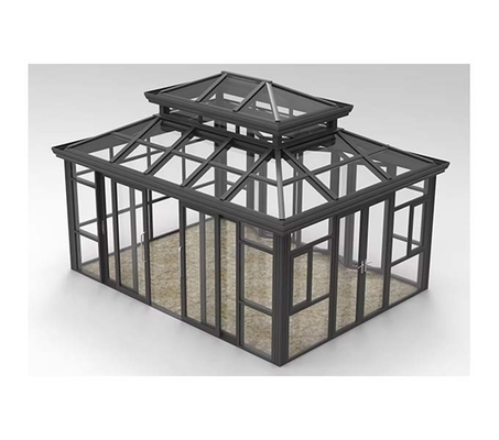 Kommerzielles Sonnenzimmer Aluminiumlegierung Materialrahmen Einfache Montage gekrümmter Lowes einzigartiges Glas