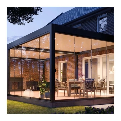 Grauer Glas Sonnenzimmer Solarium Vorgefertigte Veranda mit Aluminiumrahmen und Polygon Dachform