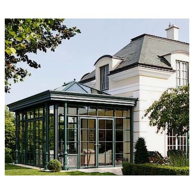 Four Seasons Sonnenzimmer Außen mit Schiebetür und glatter Pulverbeschichtung