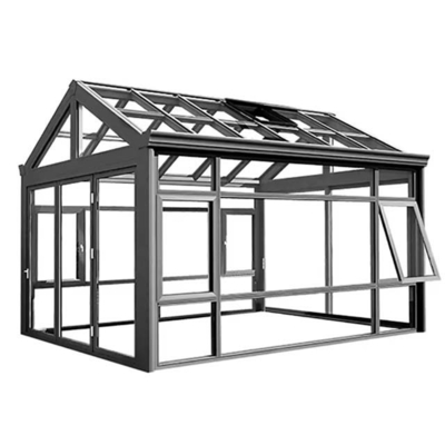 Außenzimmer aus Glas mit braunem Glas und chinesischer Top-Hardware