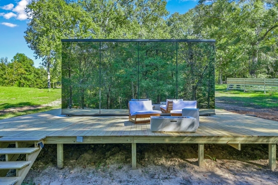 Wasserdichtes Stahlrahmen Glashaus Sonnenräume mit klarem Glas und Schiebetür