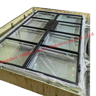 Schwarze Stahlrahmen-Grill-Hartglas-Windows-Tür-Weinlese-Art