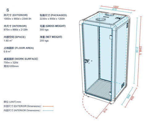 Schalldichter glasig-glänzender Fach-Ruhe-Büro-Aluminiumstand